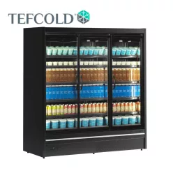   Tefcold hűtővitrin, 1843 literes, három üvegajtós, ventilációs, fekete