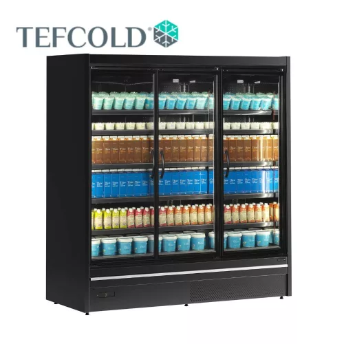 Tefcold hűtővitrin, 1843 literes, három üvegajtós, ventilációs, fekete