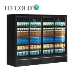   Tefcold hűtővitrin, 2457 literes, négy üvegajtós, ventilációs, fekete