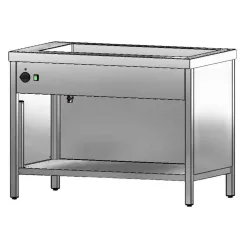   Melegentartó, elektromos, 3xGN1/1 medence, 3 oldalon zárt, ajtó nélkül, 1200x700x900