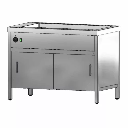 Melegentartó, elektromos, mt-1200 3xGN1/1 medence, 3 oldalon zárt, tolóajtóval, 1200x700x900