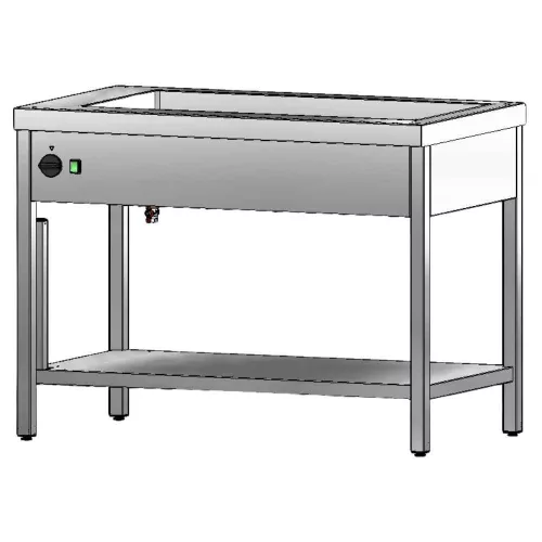 Melegentartó, elektromos, 3xGN1/1 medence, alul nyitott alsó polccal, 1200x700x900