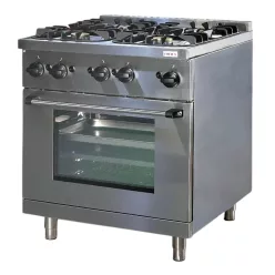   Emax GN2/1 Gázüzemű sütő és gáztűzhely, 4 égős, 23 kW