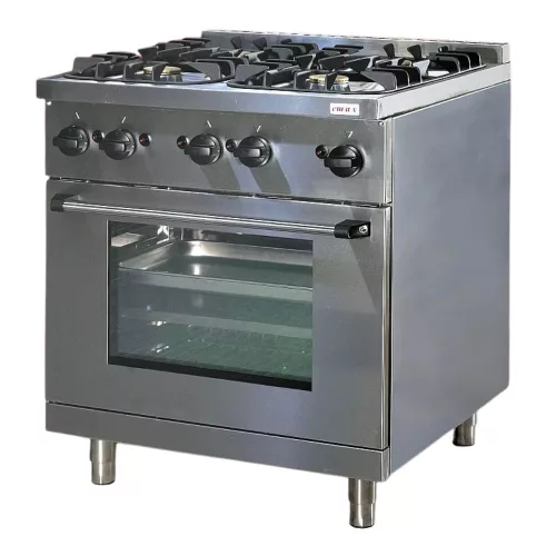 Emax GN2/1 Gázüzemű sütő és gáztűzhely, 4 égős, 23 kW