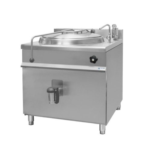 Főzőüst, gőzüzemű, 100 literes, indirekt, manuális vízfeltöltés