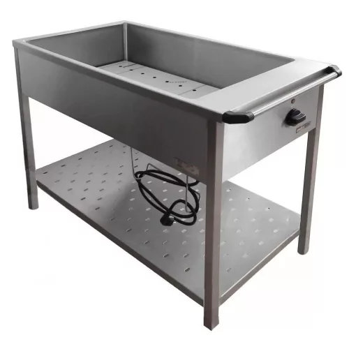 EMAX Vízfürdős melegentartó, elektromos, 3xGN1/1, alul nyitott alsó polccal, 1200x555x850