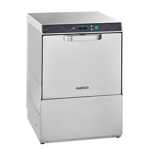 Aristarco tányér és pohármosogató gép, fronttöltéses, 5,05 kW, 50x50 cm-es kosárral, leeresztő szivattyúval
