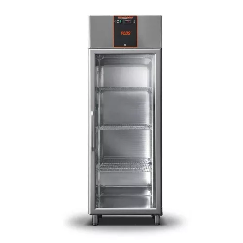 Tecnodom Üvegajtós mélyhűtőszekrény, 700 literes, rozsdamentes, ventillációs, GN2/1 - P-AFD07BT-D-PV
