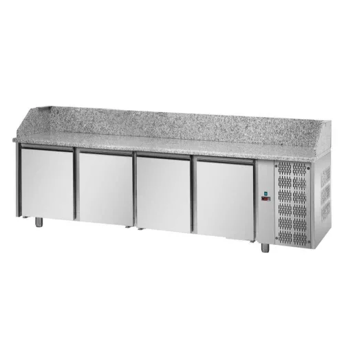 Tecnodom pizzapult, 4 ajtós, 600x400 mm, jobb oldali hűtőegység