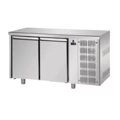 Tecnodom mélyhűtött munkaasztal, P-TF02MIDBT, mid, 2 ajtós, GN1/1, jobb oldali hűtőegységgel