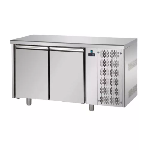 Tecnodom mélyhűtött munkaasztal, P-TF02MIDBT, mid, 2 ajtós, GN1/1, jobb oldali hűtőegységgel