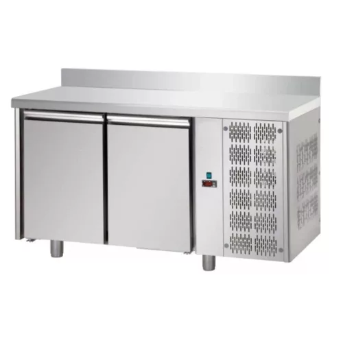 Tecnodom hűtött munkaasztal, mid, 2 ajtós, GN1/1, jobb oldali hűtőegységgel, felhajtással