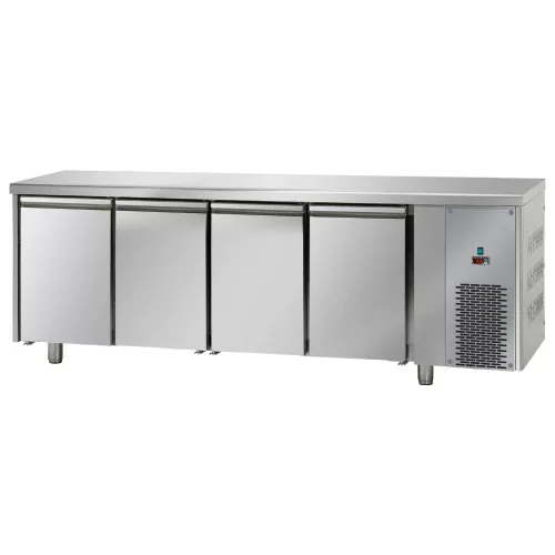 Tecnodom mélyhűtött munkaasztal, mid, 4 ajtós, GN1/1, jobb oldali hütőegységgel