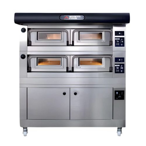 Moretti Forni serieP pizzakemence, kétkamrás, elektromos, kelesztőszekrénnyel, elszívóernyővel, 32 db 30 cm átmérőjű pizzához