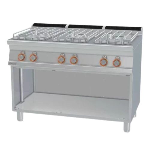 Lotus tűzhely, gázüzemű, 6 égőfejjel, nyitott tárolóval