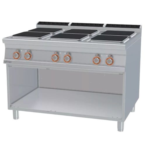 Lotus tűzhely, elektromos, 6 szögletes zóna, 900-as, nyitott tárolóval