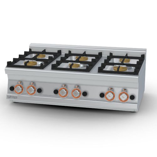 Lotus tűzhely, asztali, gázüzemű, 6 égőfejjel, 27 kw
