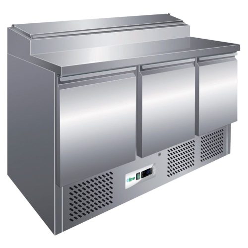 Forcar salátahűtő pult, GN1/1 es belső mérettel, 3 ajtóval, beépített feltéthűtővel