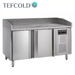   Tefcold pizza munkaasztal, jobb oldali hűtőegység, 2 ajtós, gránit fedlap