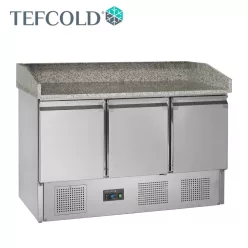   Tefcold pizza munkaasztal, rozsdamentes acél, 3 ajtós, gránit fedlap