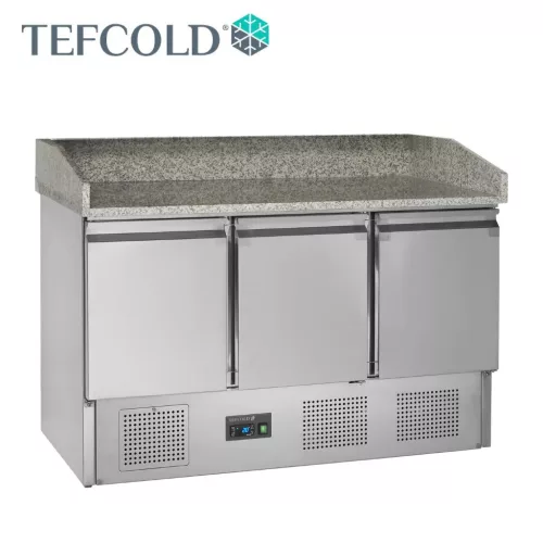 Tefcold pizza munkaasztal, rozsdamentes acél, 3 ajtós, gránit fedlap