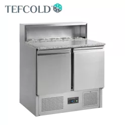   Tefcold pizza munkaasztal, rozsdamentes acél, 2 ajtós, gránit fedlap, GN1/6