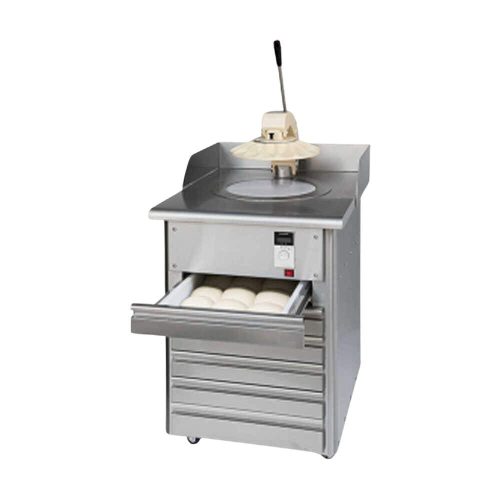 Pizzatészta formázó prés, félautomata, rozsdamentes acél szekrénybe beépített - Pizzarella