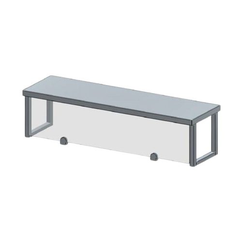 Átadó polc, egyszintes, síküveg leheletvédő, 180x30x40 cm