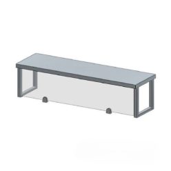   Átadó polc, egyszintes, síküveg leheletvédő, 190x30x40 cm