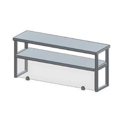   Átadó polc, kétszintes, síküveg leheletvédő, 120x30x60 cm