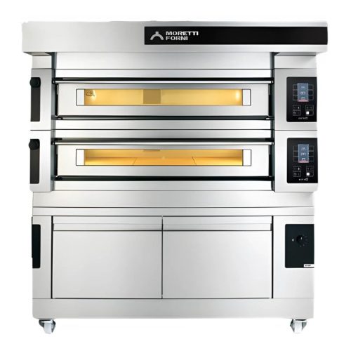 MorettiForni pizzakemence, kétkamrás, elektromos, kelesztőszekrénnyel, elszívóernyővel, 32 db 30 cm átmérőjű pizzához