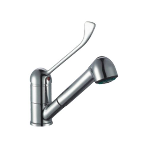Keverőcsap, asztali, hosszú orvosi karral, kihúzható zuhanyfejjel