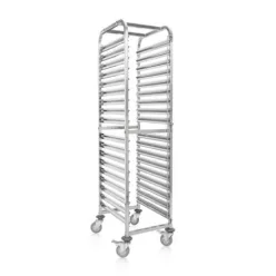   Tálcaszedő kocsi, rozsdamentes, 18 db 60x40 cm-es tálcának