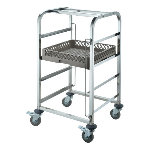 Rozsdamentes mosogatókosár tároló kocsi, 56x51x100 cm, 50x50-es kosárhoz