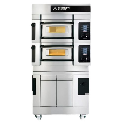 Moretti Forni pizzakemence, kétkamrás, elektromos, kelesztőszekrénnyel, elszívóernyővel, 4 db 35 cm átmérőjű pizzához