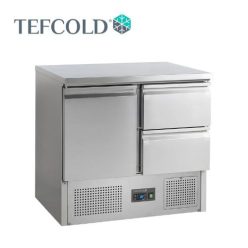   Tefcold salátahűtő pult, GN1/1, 1 ajtó, 2 fiók, rozsdamentes acél, 900x700x877 mm