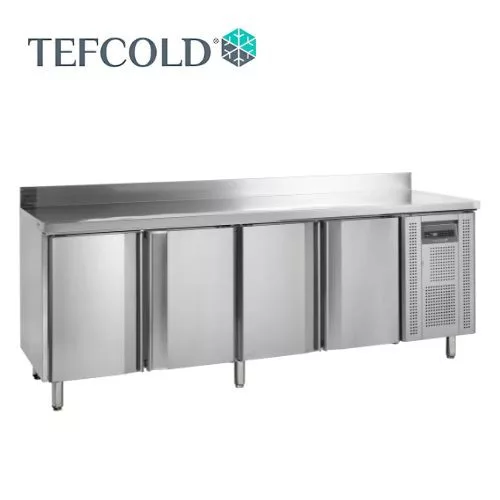 Tefcold hűtött munkaasztal, felhajtással, 4 ajtós, ventillációs, 480 literes, 2230x600x925 mm