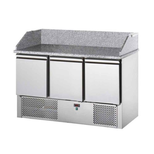 Tecnodom salátahűtő pult, GN1/1, 3 ajtóval, gránit fedlappal és felhajtással
