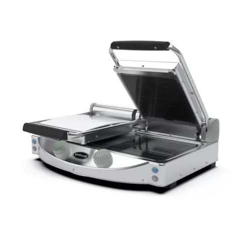 Spidocook ECO kontakt grill, 2 zónás, üvegkerámia, felül bordázott, alul sima felületű, 2 kW