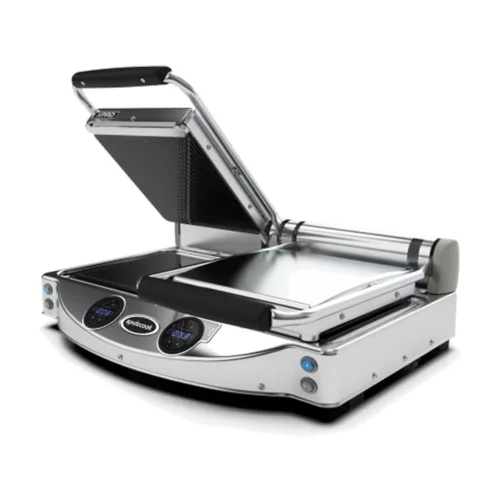 Spidocook XPRO digitális kontakt grill, 2 zónás, üvegkerámia, felül bordázott, alul sima felületű, 3 kW