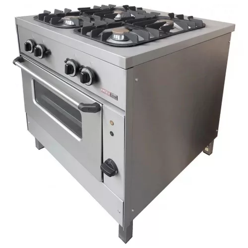 Emax Gáztűzhely és GN2/1 statikus elektromos sütő, 4 égős, 20,25 kW