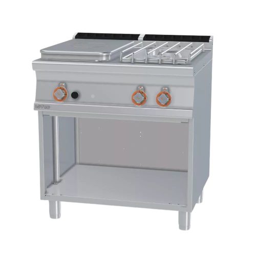 Lotus tűzhely, gázüzemű, 1 zónás francia lappal, 2 égőfejjel, nyitott tárolóval, 20 kw