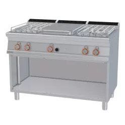   Lotus tűzhely, gázüzemű, 1 zónás francia lappal, 4 égőfejjel, nyitott tárolóval, 29 kw