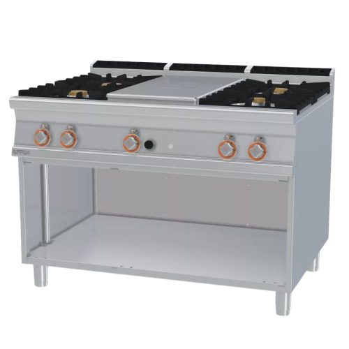 Lotus tűzhely, gázüzemű, 1 zónás francia lappal, 4 égőfejjel, nyitott tárolóval, 35 kw