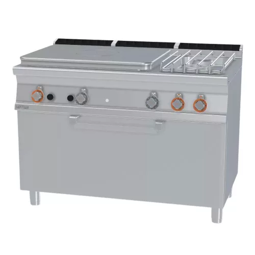 Lotus tűzhely, gázüzemű, 1 zónás francia lappal, 2 égőfejjel, gázüzemű statikus sütővel, 36 kw