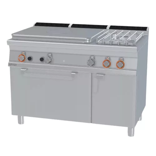 Lotus tűzhely, gázüzemű, 1 zónás francia lappal, 2 égőfejjel, gázüzemű statikus sütővel, tárolóval, 32,3kw