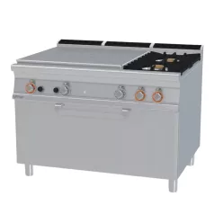   Lotus tűzhely, gázüzemű, 1 zónás francia lappal, 2 égőfejjel, gázüzemű statikus sütővel, 42 kw