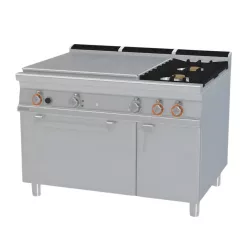   Lotus tűzhely, gázüzemű, 1 zónás francia lappal, 2 égőfejjel, elektromos statikus sütővel, tárolóval, 29 kW+6,7 kW