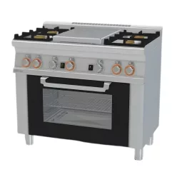   Lotus tűzhely, gázüzemű, 1 zónás francia lappal, 4 égőfejjel, gázüzemű statikus sütővel, 27,5 kw