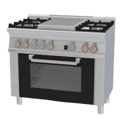   Lotus tűzhely, gázüzemű, 1 zónás francia lappal, 4 égőfejjel, elektromos statikus sütővel